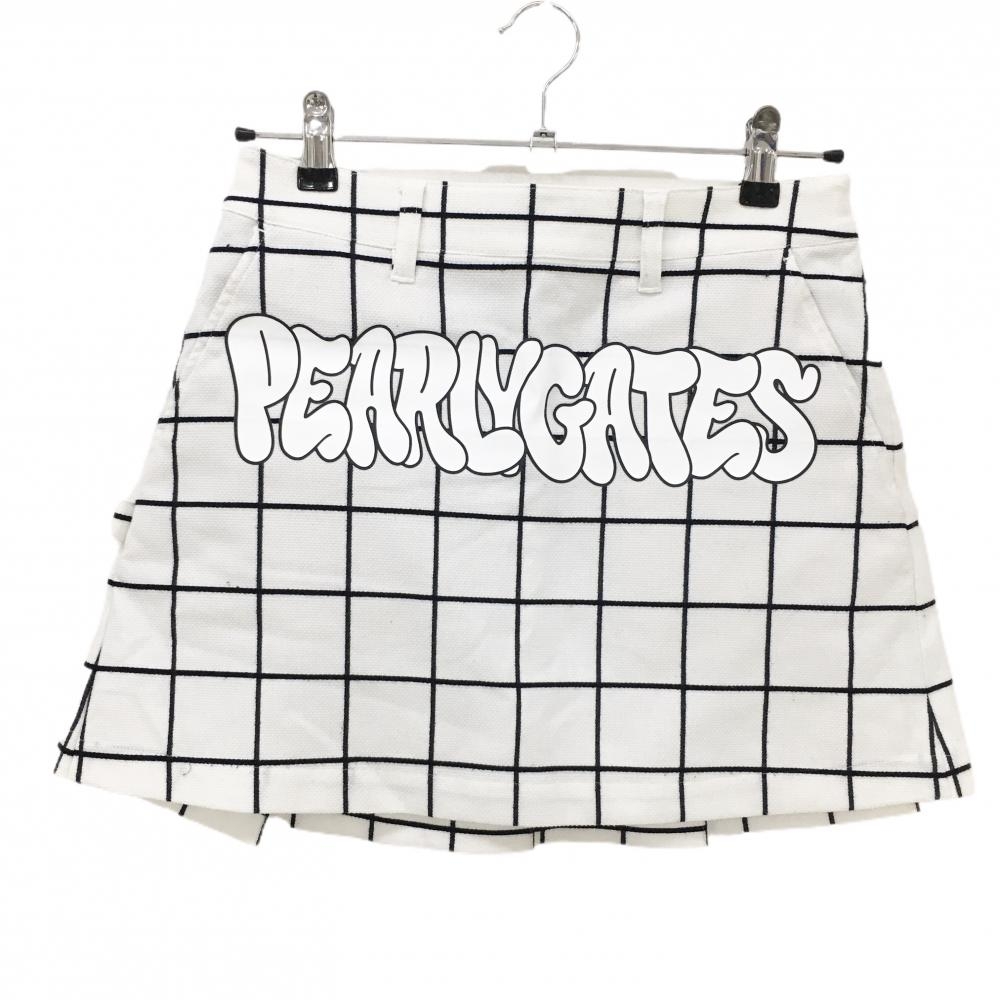 パーリーゲイツ スカート 白×黒 格子チェック レディース 0(S) ゴルフウェア 2023年モデル PEARLY GATES