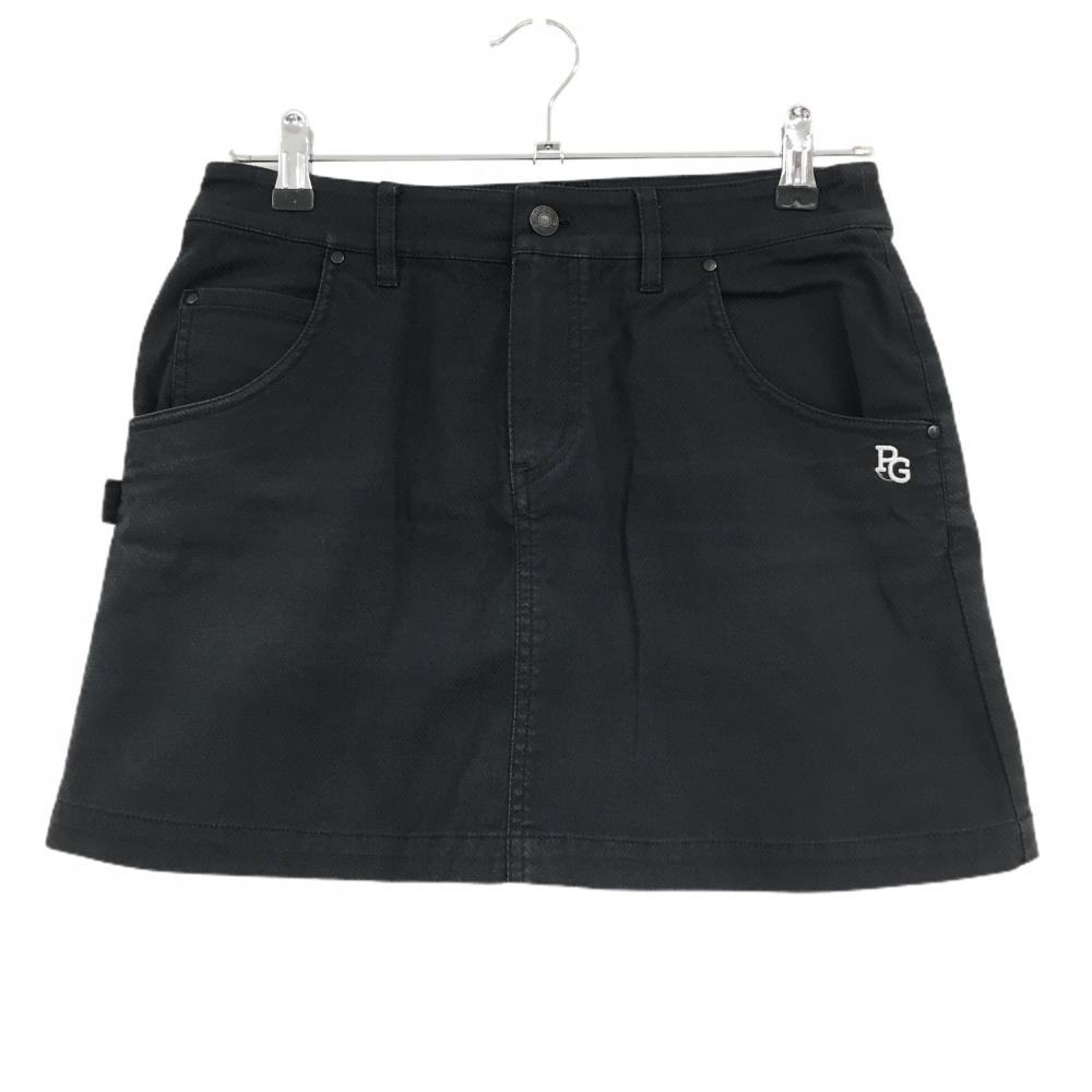 パーリーゲイツ スカート 黒 格子柄地模様 ロゴ白 ストレッチ レディース 1(M) ゴルフウェア PEARLY GATES