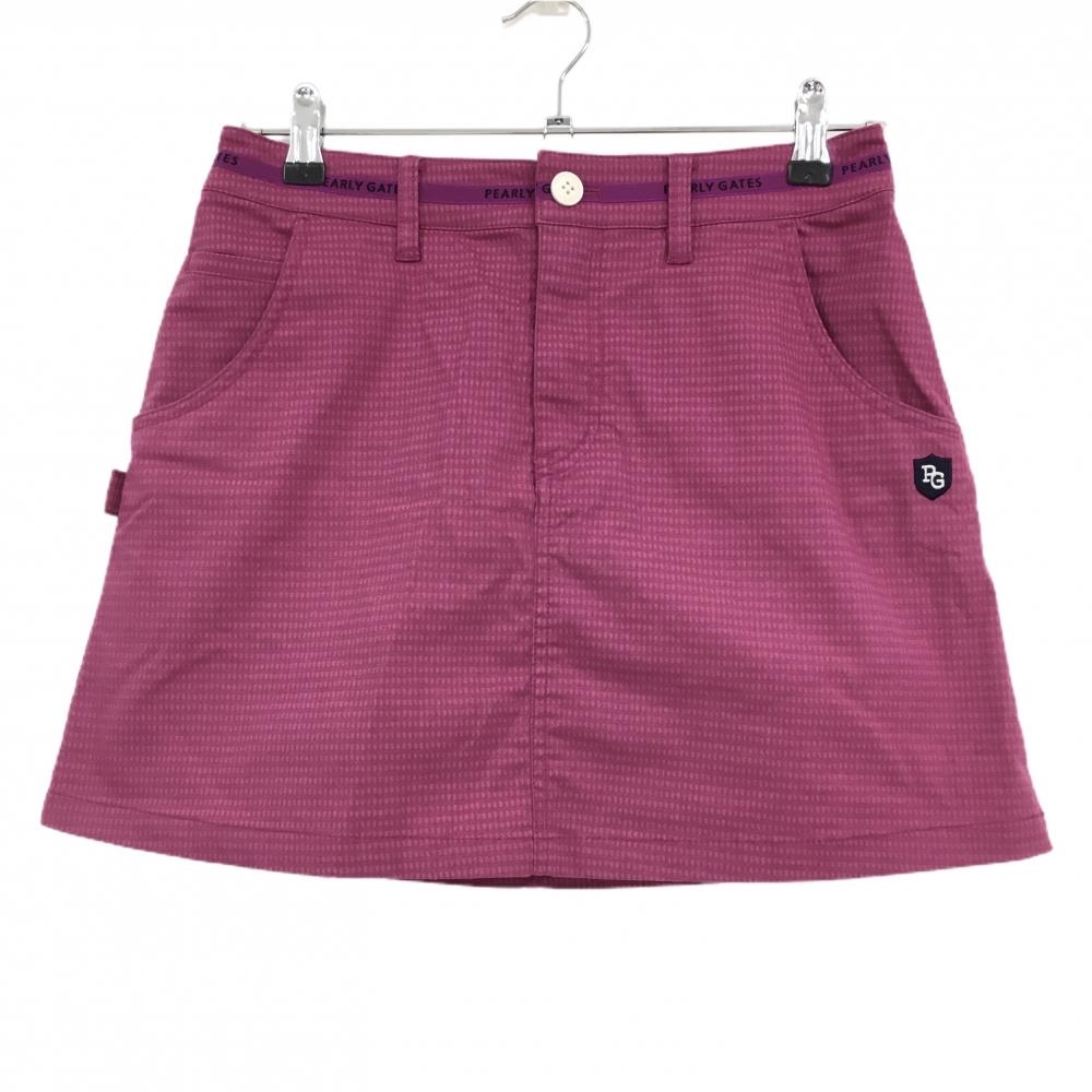 【美品】パーリーゲイツ スカート ピンク系 総柄 ロゴネイビー ストレッチ レディース 1(M) ゴルフウェア PEARLY GATES