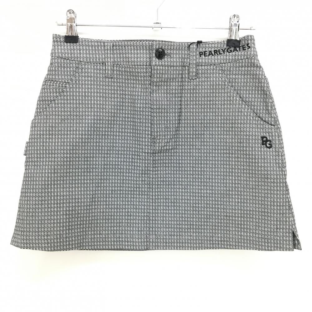 【新品】パーリーゲイツ スカート 黒×白 総柄 ロゴ刺しゅう レディース 00(XS) ゴルフウェア PEARLY GATES