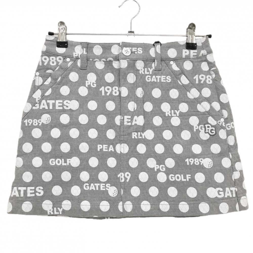 【新品】パーリーゲイツ スカート グレー×白 ドット柄 ロゴ 後ろ裾ボックスプリーツ レディース 0(S) ゴルフウェア PEARLY GATES