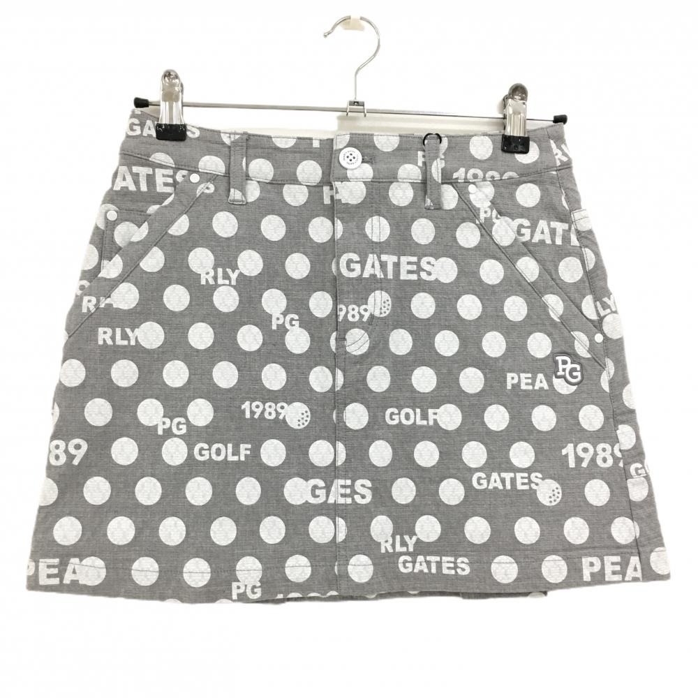 【新品】パーリーゲイツ スカート グレー×白 ドット柄 ロゴ 後ろ裾ボックスプリーツ レディース 0(S) ゴルフウェア PEARLY GATES