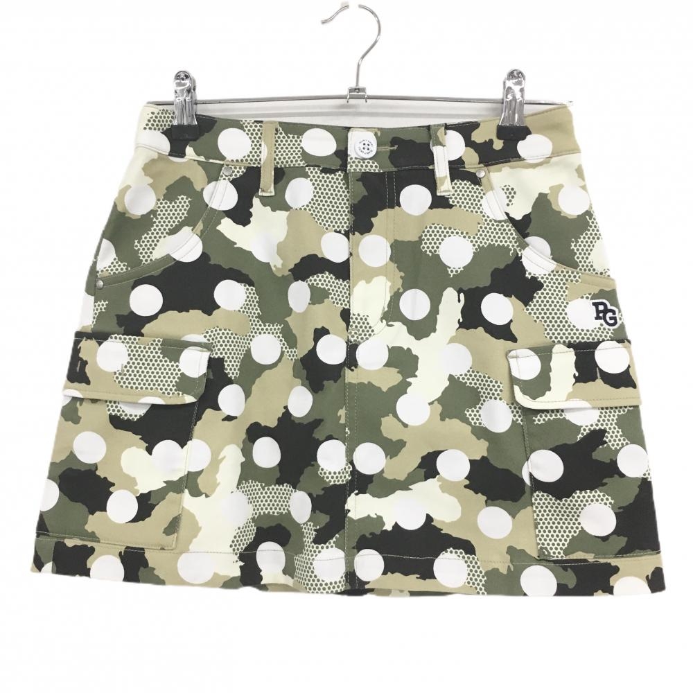 【新品】パーリーゲイツ カーゴスカート カーキ×白 カモフラ 迷彩 ドット レディース 0(S) ゴルフウェア PEARLY GATES