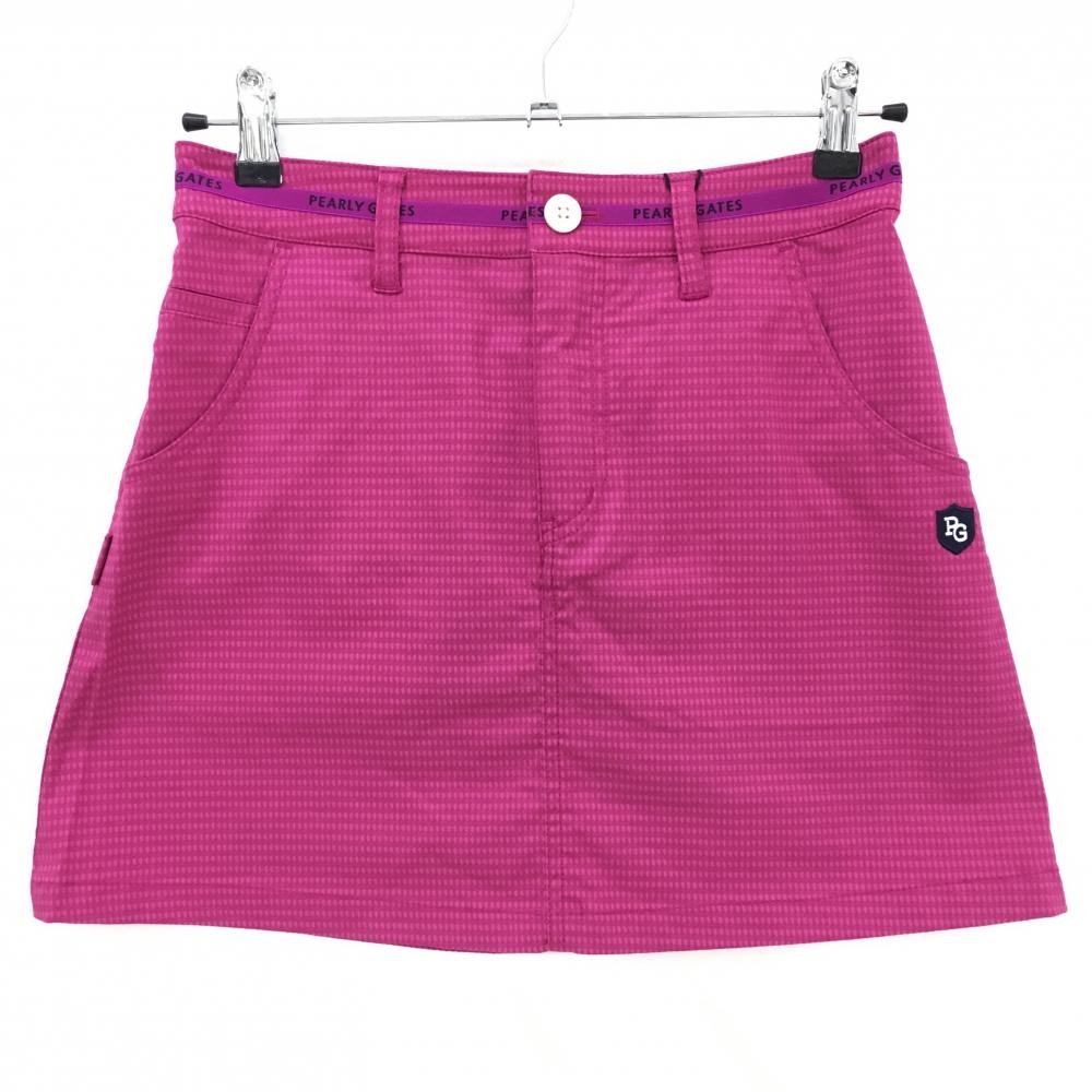 【新品】パーリーゲイツ スカート パープルピンク 総柄織生地 ウエストロゴライン レディース 0(S) ゴルフウェア PEARLY GATES