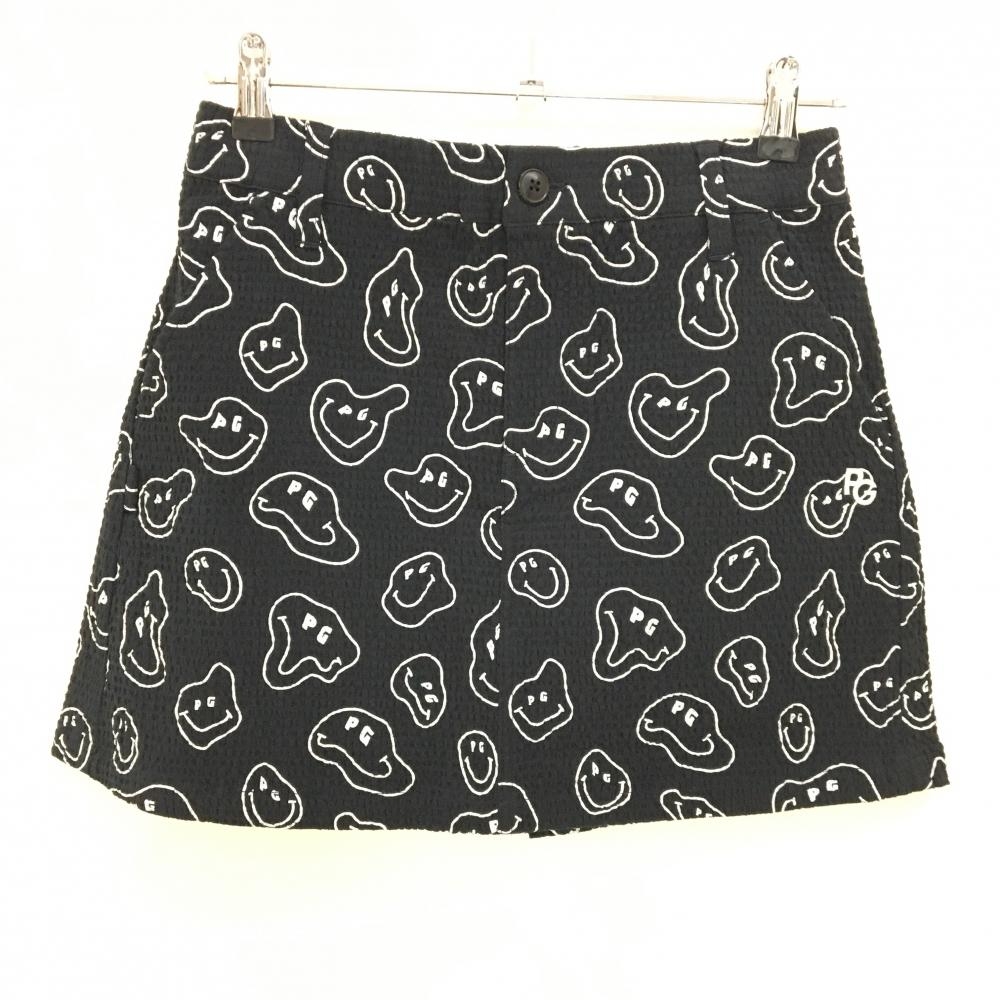 【新品】パーリーゲイツ スカート 黒×白 TOKE NIKO サッカー生地 レディース 0(S) ゴルフウェア PEARLY GATES