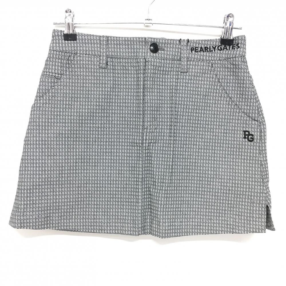 【新品】パーリーゲイツ スカート 黒×白 総柄 ロゴ刺しゅう レディース 0(S) ゴルフウェア PEARLY GATES