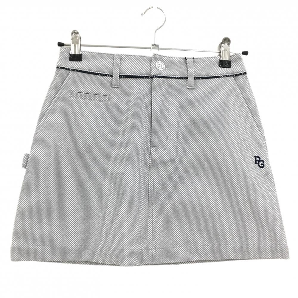 【新品】パーリーゲイツ スカート グレー×白 斜め格子柄 ベルト部下ロゴライン レディース 00(XS) ゴルフウェア PEARLY GATES