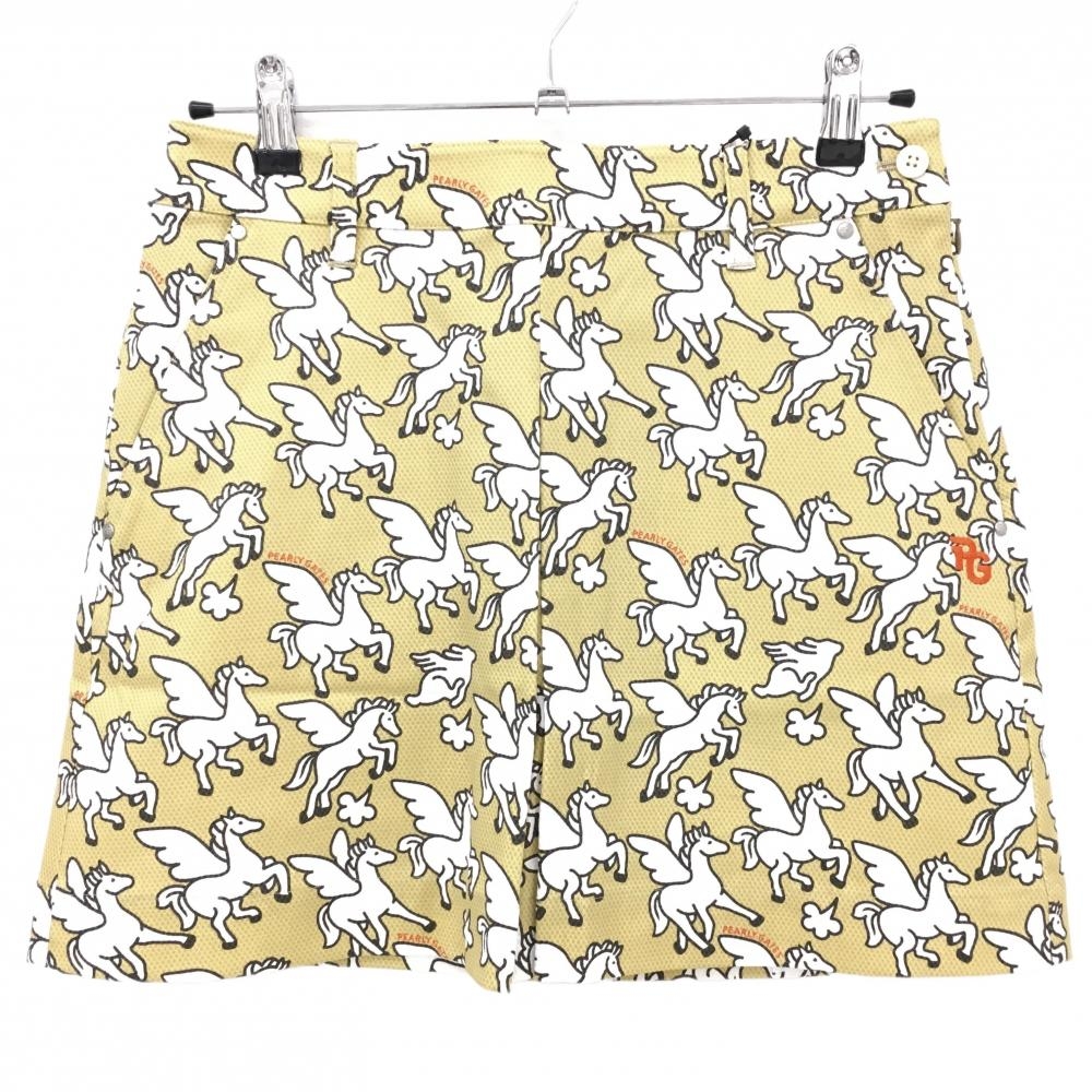 【新品】パーリーゲイツ スカート ベージュ系×白 ペガサス柄 ロゴオレンジ レディース 1(M) ゴルフウェア PEARLY GATES