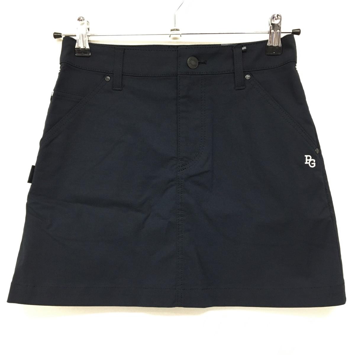 【新品】パーリーゲイツ スカート 黒×白 ロゴ刺しゅう ストレッチ レディース 00(XS) ゴルフウェア PEARLY GATES