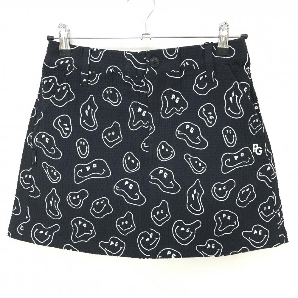 【新品】パーリーゲイツ スカート 黒×白 TOKE NIKO サッカー生地 レディース 00(XS) ゴルフウェア PEARLY GATES