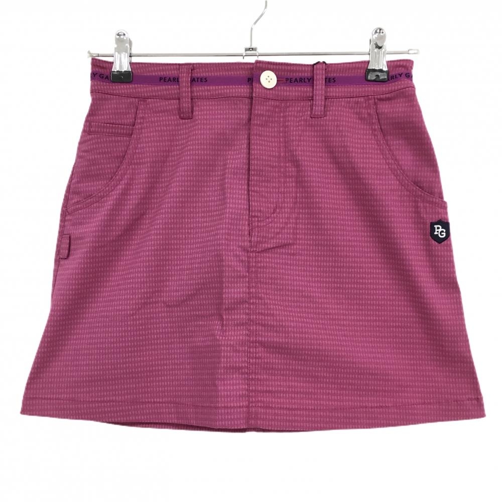 【新品】パーリーゲイツ スカート パープルピンク 総柄織生地 ベルト部ロゴライン  レディース 00(XS) ゴルフウェア PEARLY GATES