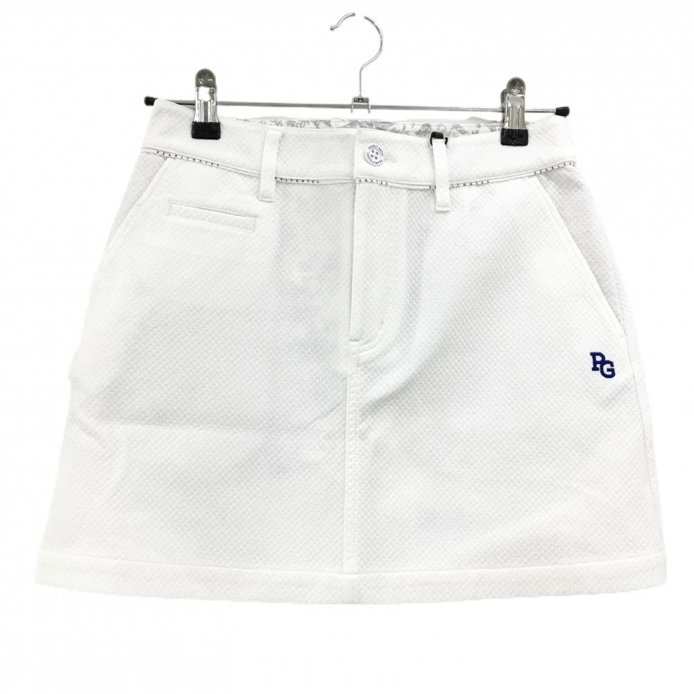 【新品】パーリーゲイツ スカート 白 ダイヤ柄織生地 ロゴブルー レディース 0(S) ゴルフウェア PEARLY GATES