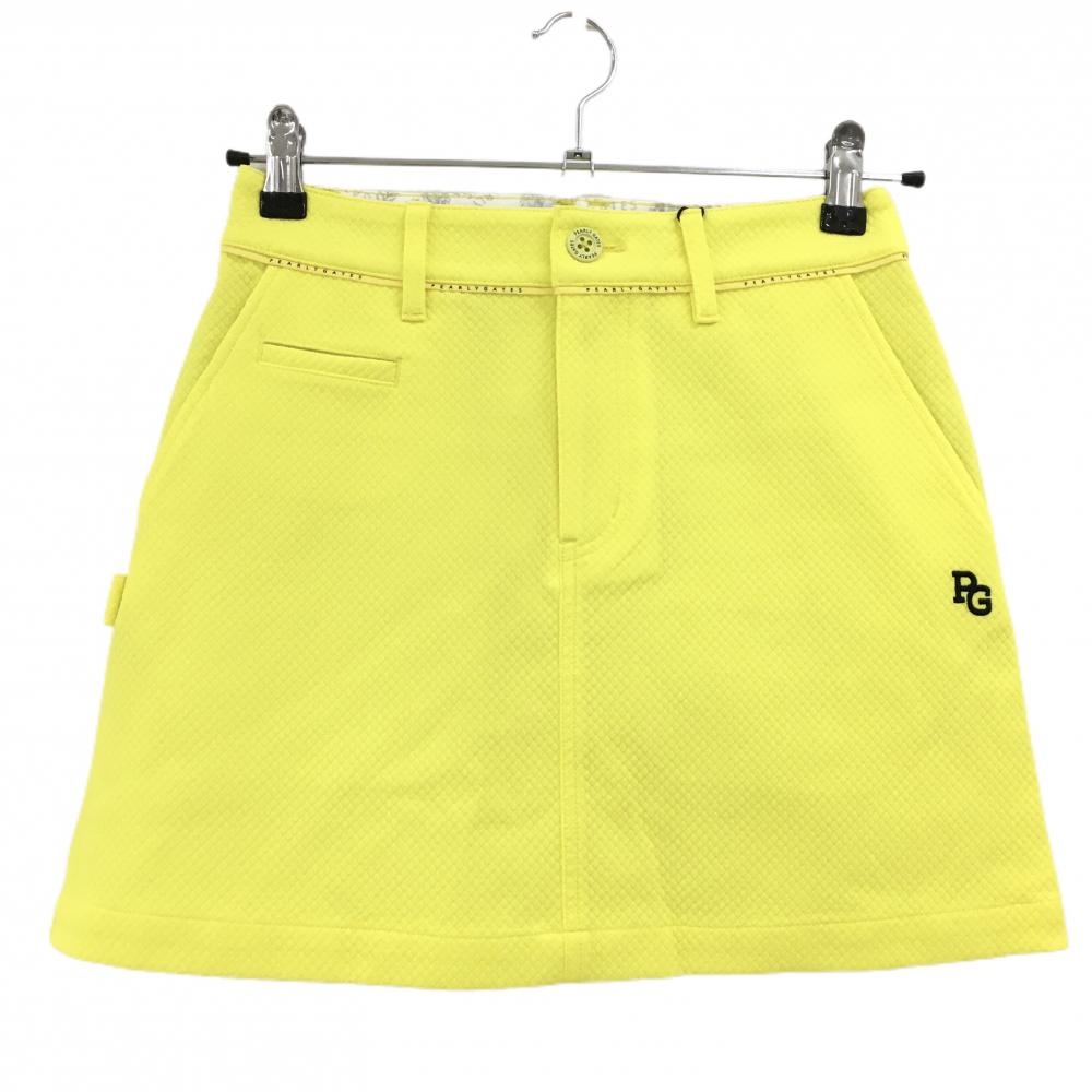 【新品】パーリーゲイツ スカート イエロー ダイヤ柄織生地 ロゴネイビー レディース 0(S) ゴルフウェア PEARLY GATES