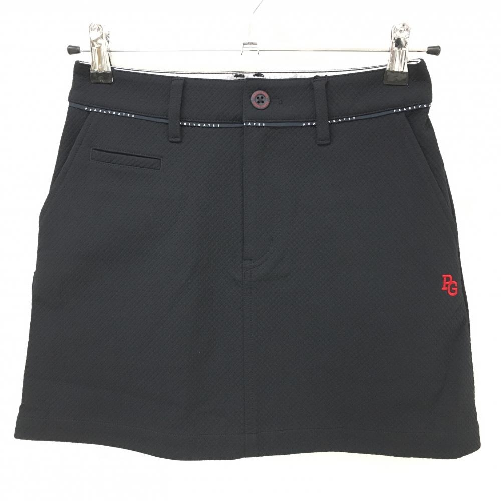 【新品】パーリーゲイツ スカート ダークネイビー ダイヤ柄織生地 ロゴレッド レディース 00(XS) ゴルフウェア PEARLY GATES