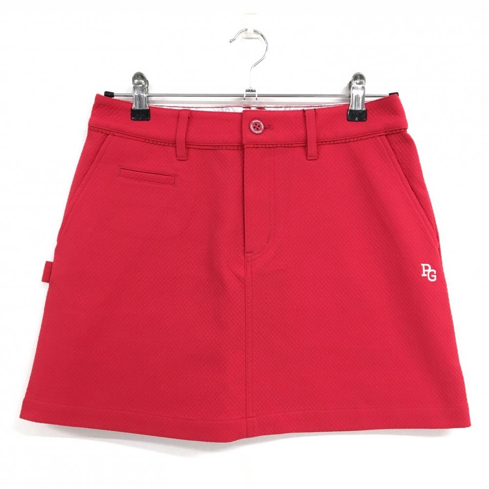 【新品】パーリーゲイツ スカート レッド ダイヤ柄織生地 ロゴ白 レディース 1(M) ゴルフウェア PEARLY GATES
