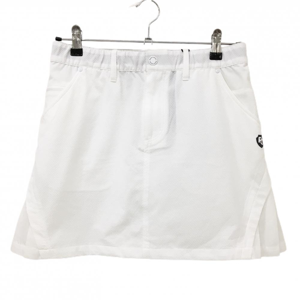 【新品】パーリーゲイツ スカート 白×ダークネイビー ダイヤ柄織生地 サイドプリーツ  レディース 1(M) ゴルフウェア PEARLY GATES