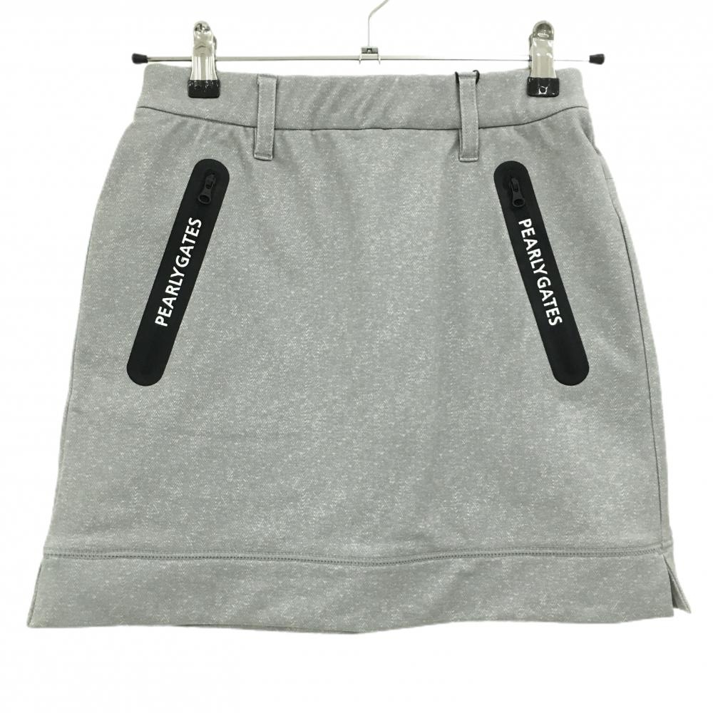 【新品】パーリーゲイツ スカート グレー×黒 ヘリンボーン地模様 裏微起毛  レディース 00(XS) ゴルフウェア PEARLY GATES