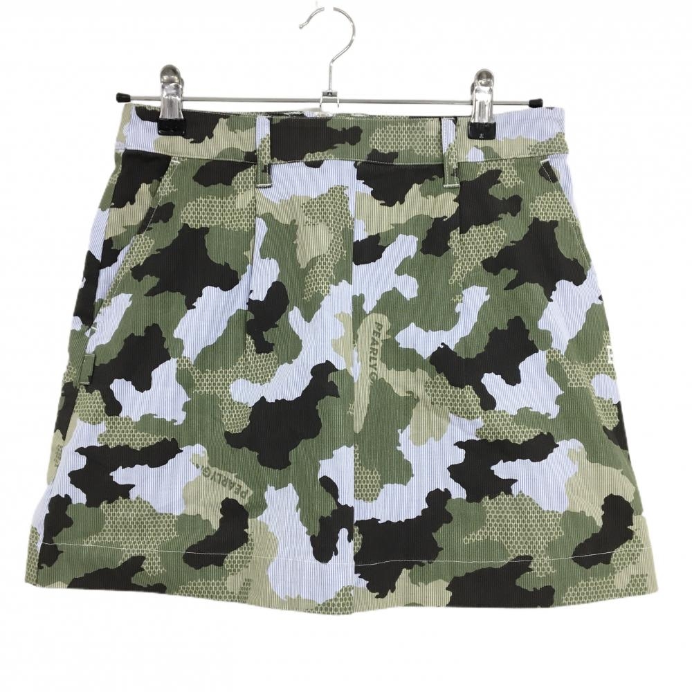 【新品】パーリーゲイツ スカート ブルー×白×カーキ カモフラ調 迷彩 ストライプ レディース 0(S) ゴルフウェア PEARLY GATES