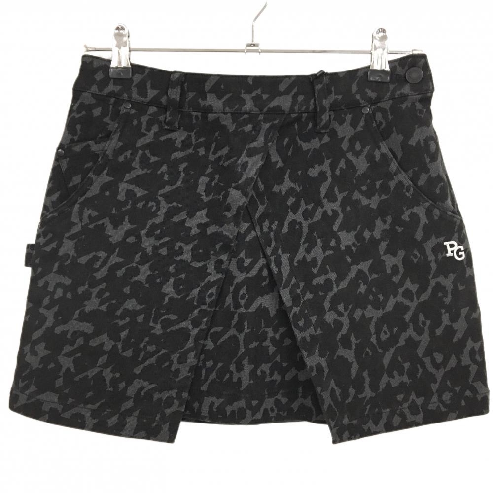 【新品】パーリーゲイツ スカート グレー×黒 千鳥柄 レオパード風 ロゴ刺しゅう レディース 0(S) ゴルフウェア PEARLY GATES