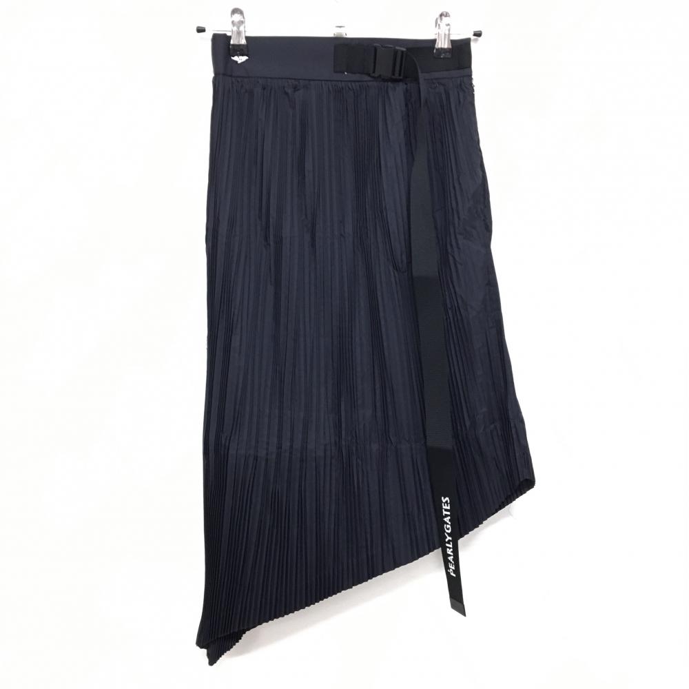 【新品】パーリーゲイツ プリーツスカート ダークネイビー×黒 アシンメトリー  レディース 0(S) ゴルフウェア PEARLY GATES