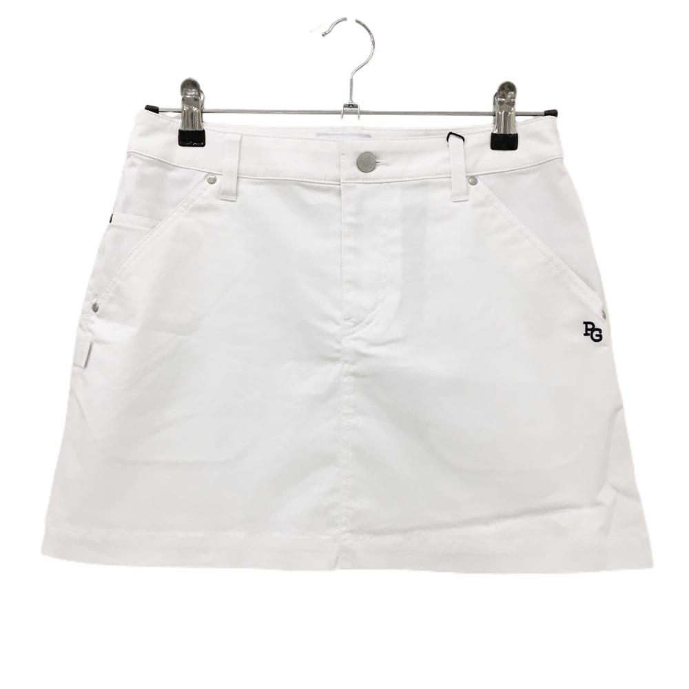 【新品】パーリーゲイツ スカート 白×ネイビー ロゴ刺しゅう ストレッチ レディース 1(M) ゴルフウェア PEARLY GATES