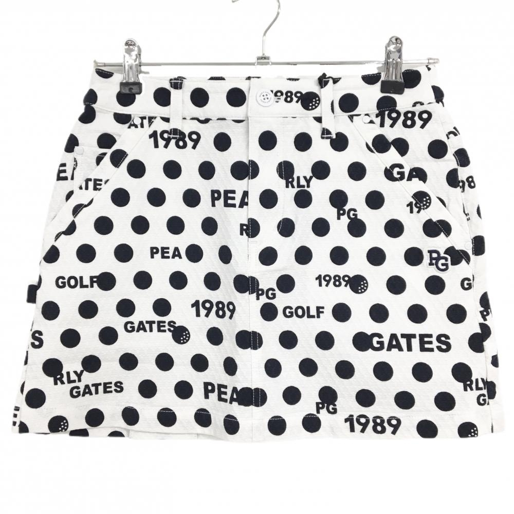 【新品】パーリーゲイツ スカート 白×黒 ドット柄 ロゴ刺しゅう ストレッチ レディース 0(S) ゴルフウェア PEARLY GATES