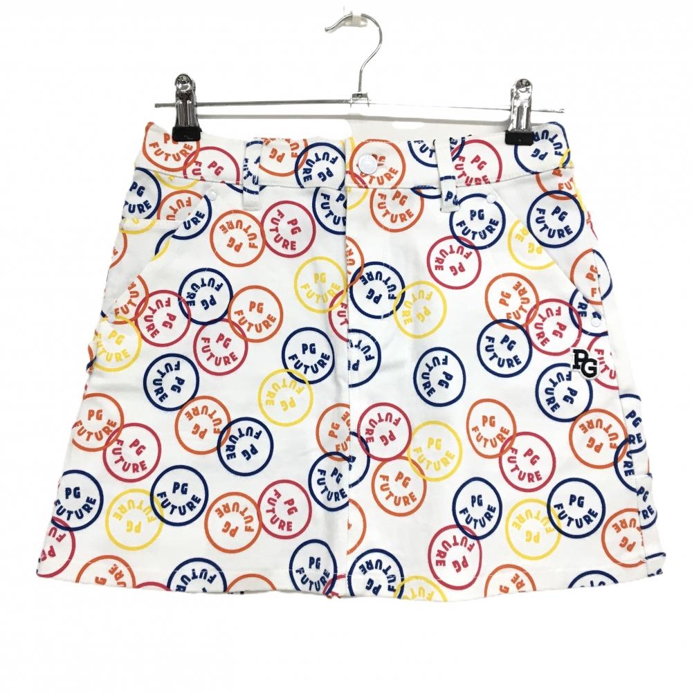 【新品】パーリーゲイツ スカート 白×マルチカラー FUTUREニコ ストレッチ  レディース 0(S) ゴルフウェア PEARLY GATES