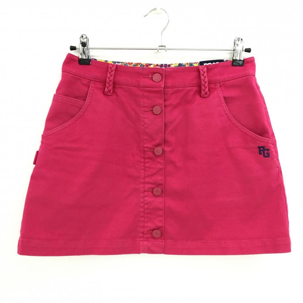 パーリーゲイツ スカート ピンク 斜め細ストライプ ロゴネイビー フロントボタン 30周年 レディース 1(M) ゴルフウェア PEARLY GATES
