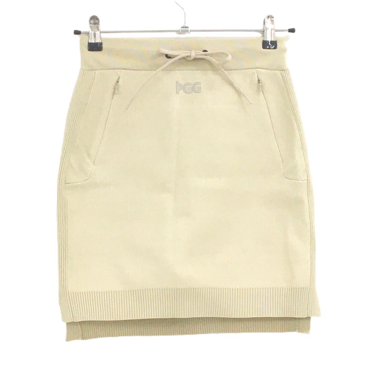 【新品】PGGパーリーゲイツ ニットスカート ベージュ 後面ビッグロゴ  レディース 0(S) ゴルフウェア 2024年モデル PEARLY GATES