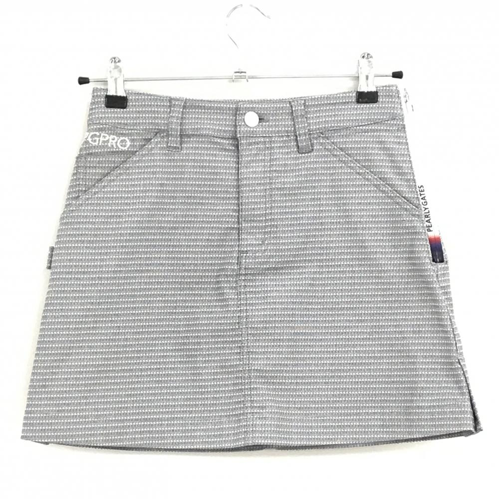 【美品】パーリーゲイツ スカート 白×ネイビー 細目ロゴ総柄 ストレッチ レディース 00(XS) ゴルフウェア 2024年モデル PEARLY GATES