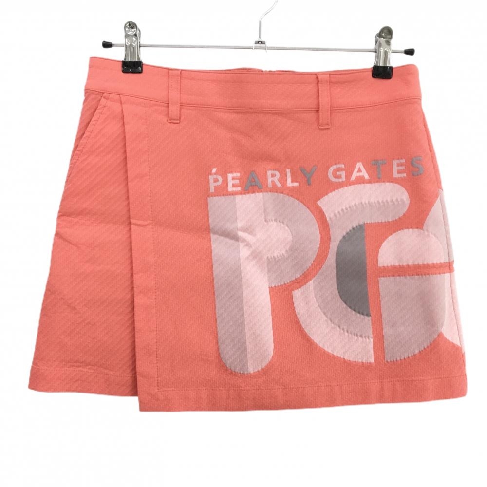 【超美品】パーリーゲイツ スカート サーモンピンク×シルバー ビッグロゴ  レディース 1(M) ゴルフウェア 2024年モデル PEARLY GATES