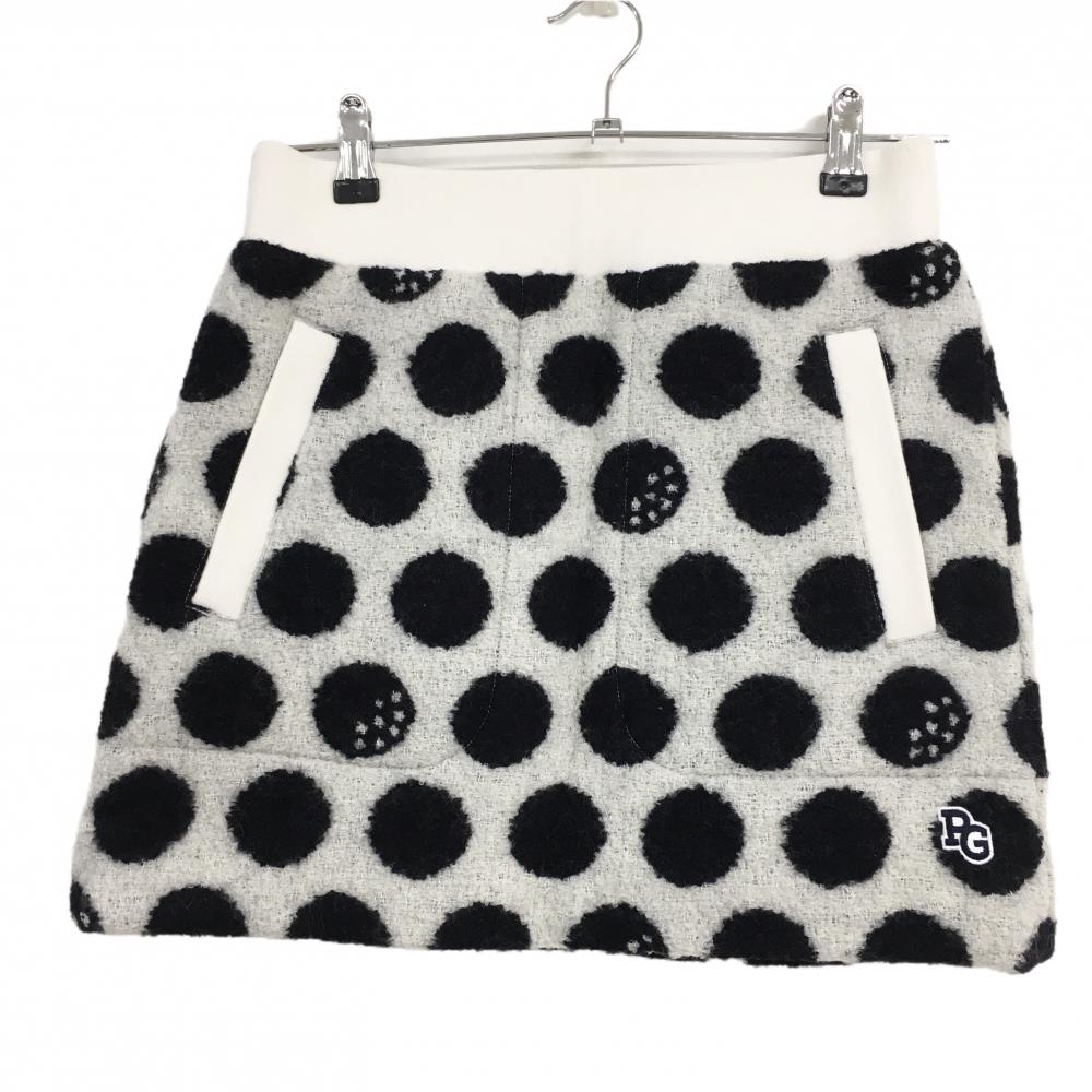 【新品】パーリーゲイツ ウールスカート 白×黒 ドット柄 ウエストゴム  レディース 0(S) ゴルフウェア PEARLY GATES