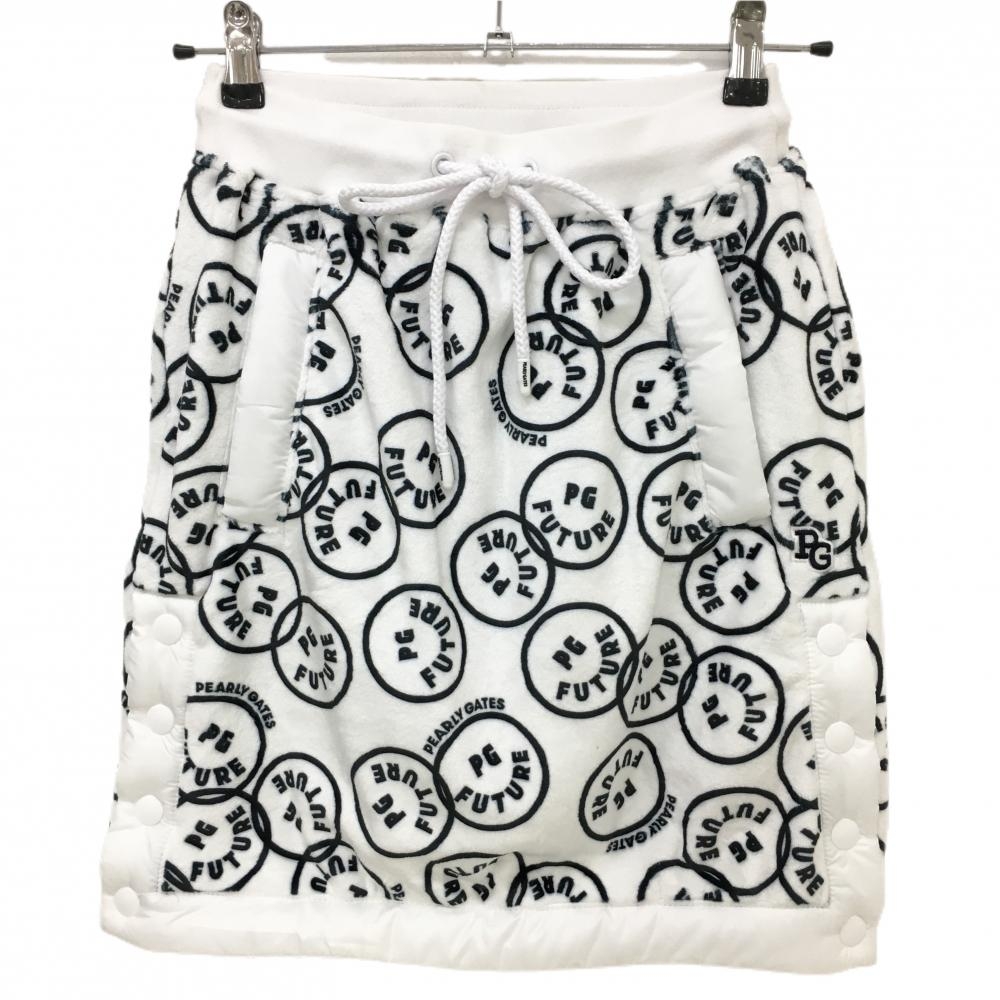 【新品】パーリーゲイツ ベロアスカート 白×ネイビー FUTUREニコ 裏ボア  レディース 0(S) ゴルフウェア PEARLY GATES