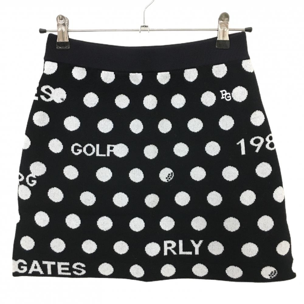 【新品】パーリーゲイツ ニットスカート ダークネイビー×白 ドット柄 ウエストゴム ウール混 レディース 0(S) ゴルフウェア PEARLY GATES