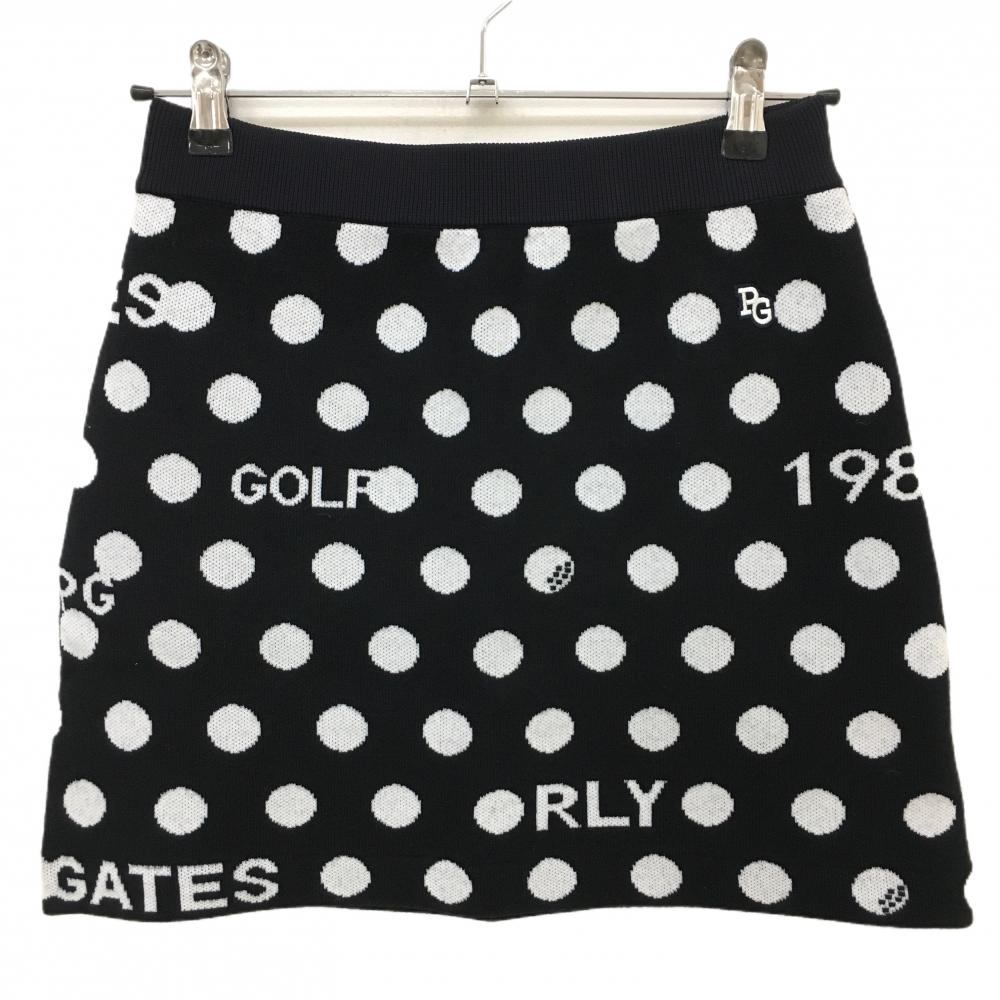 【新品】パーリーゲイツ ニットスカート ダークネイビー×白 ドット柄 ウエストゴム ウール混 レディース 0(S) ゴルフウェア PEARLY GATES