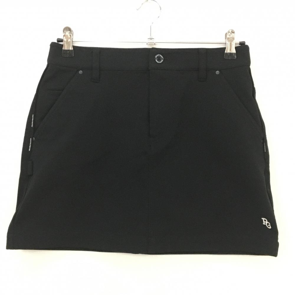 【超美品】パーリーゲイツ スカート 黒 ロゴ白 サイド一部ロゴ ストレッチ レディース 1(M) ゴルフウェア PEARLY GATES