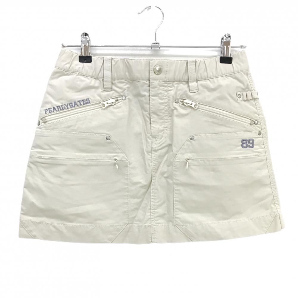 【美品】パーリーゲイツ スカート ベージュ 無地 複数ポケット  レディース 1(M) ゴルフウェア PEARLY GATES