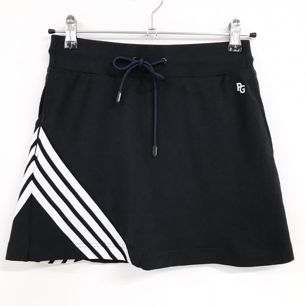 【超美品】パーリーゲイツ スカート 黒×白 一部ボーダーライン ベルト部ゴム  レディース 0(S) ゴルフウェア 2023年モデル PEARLY GATES