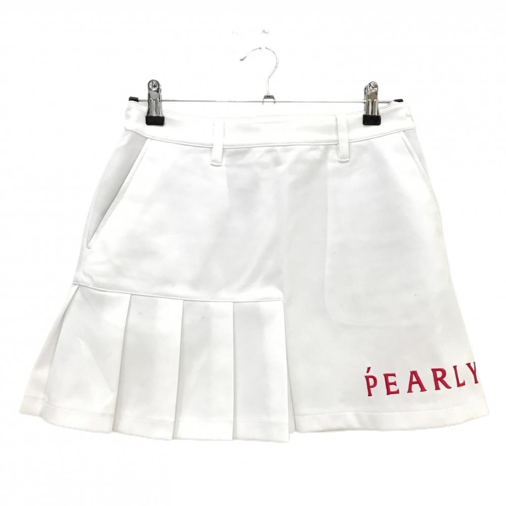 パーリーゲイツ スカート 白 ロゴ刺しゅう 一部プリーツ  レディース 1(M) ゴルフウェア PEARLY GATES