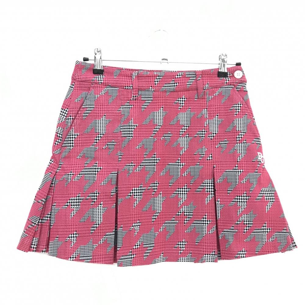 【超美品】パーリーゲイツ スカート 黒×グレー×ピンク 千鳥格子 レディース 0(S) ゴルフウェア PEARLY GATES