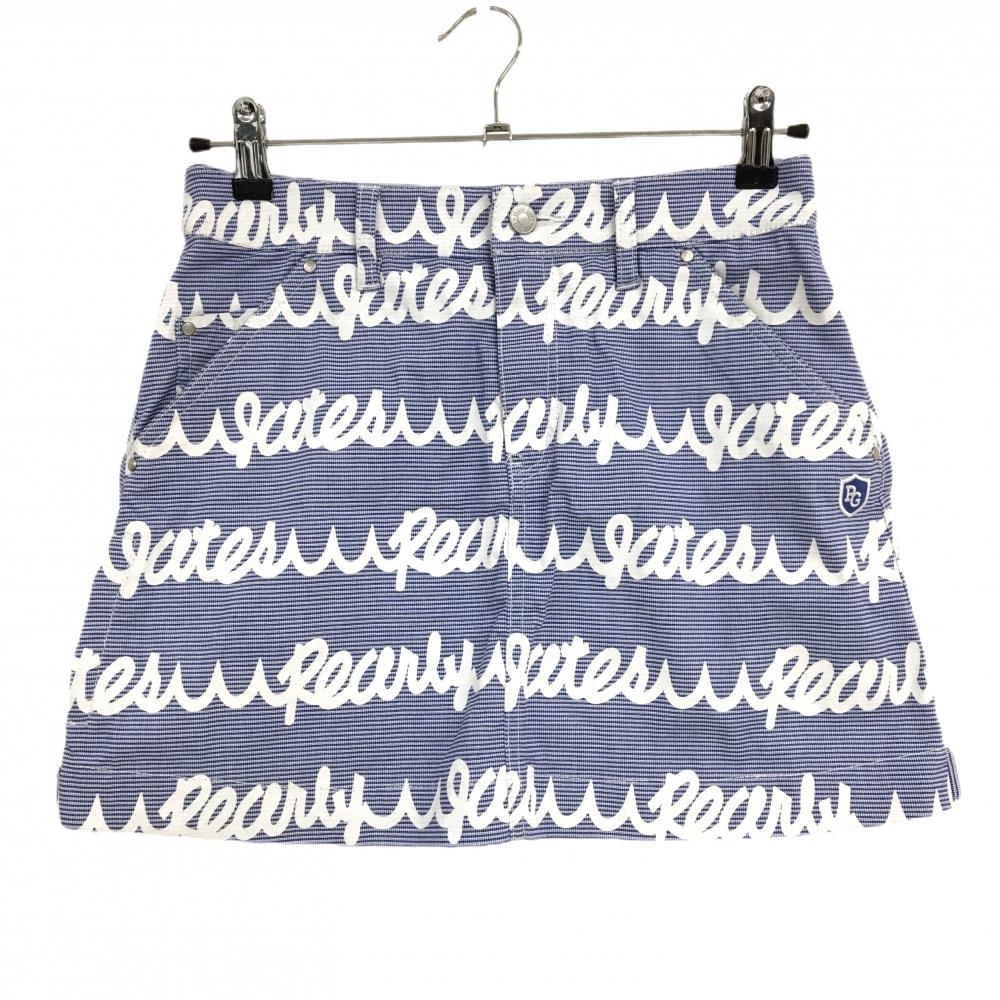 【美品】パーリーゲイツ スカート ネイビー×白 ロゴボーダー風 レディース 0(S) ゴルフウェア PEARLY GATES