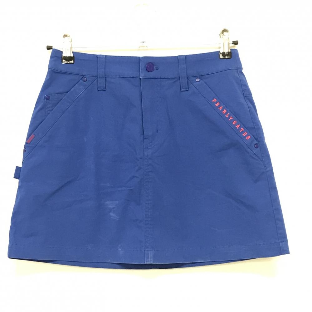 パーリーゲイツ スカート ブルー 無地 ロゴ刺しゅう レディース 00(XS) ゴルフウェア PEARLY GATES