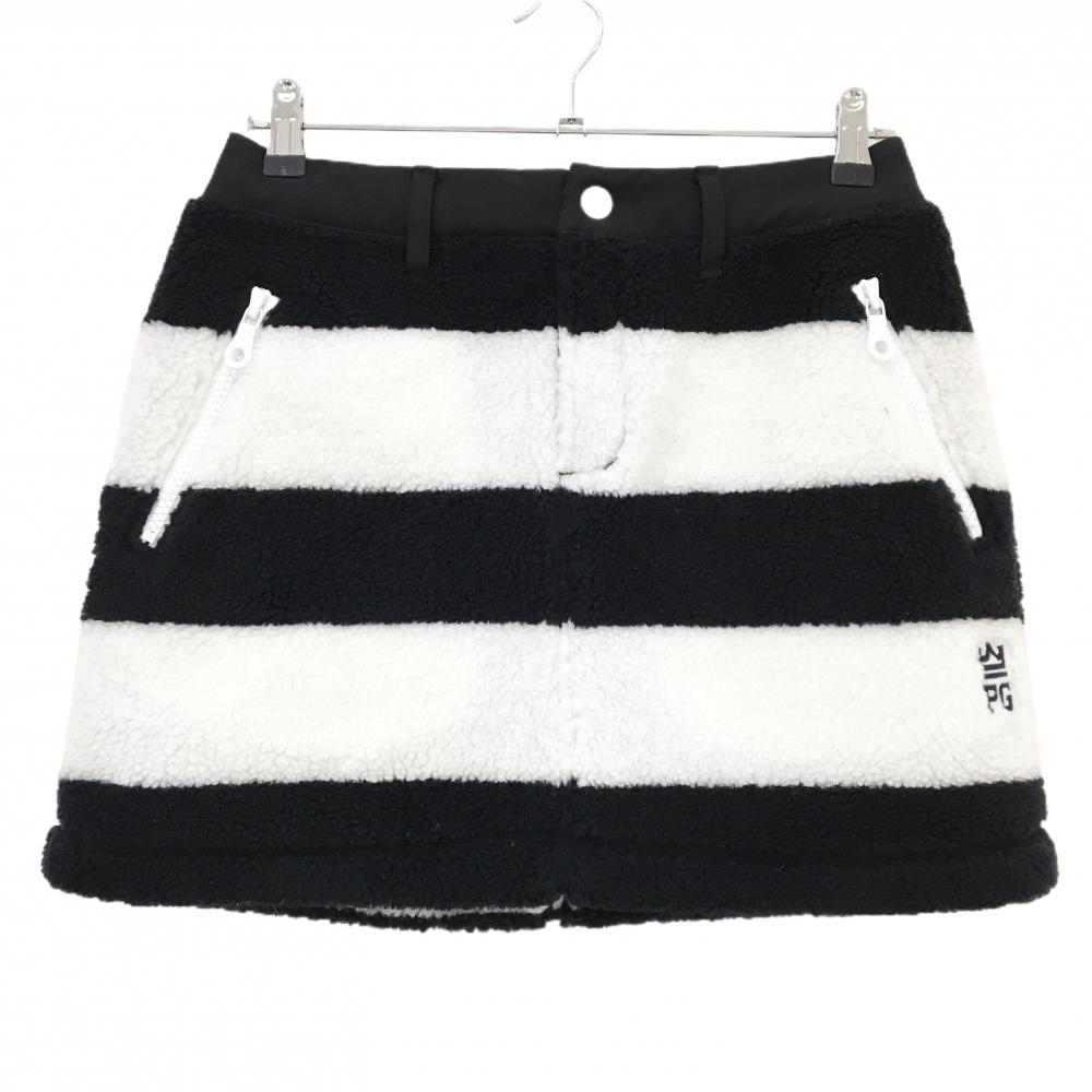 【超美品】パーリーゲイツ ボアスカート 黒×白 ボーダー 裏地メッシュ  レディース 1(M) ゴルフウェア PEARLY GATES