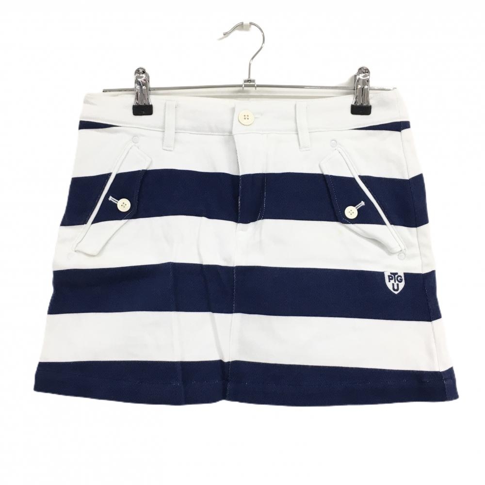 パーリーゲイツ スカート 白×ネイビー ボーダー レディース 1(M) ゴルフウェア PEARLY GATES