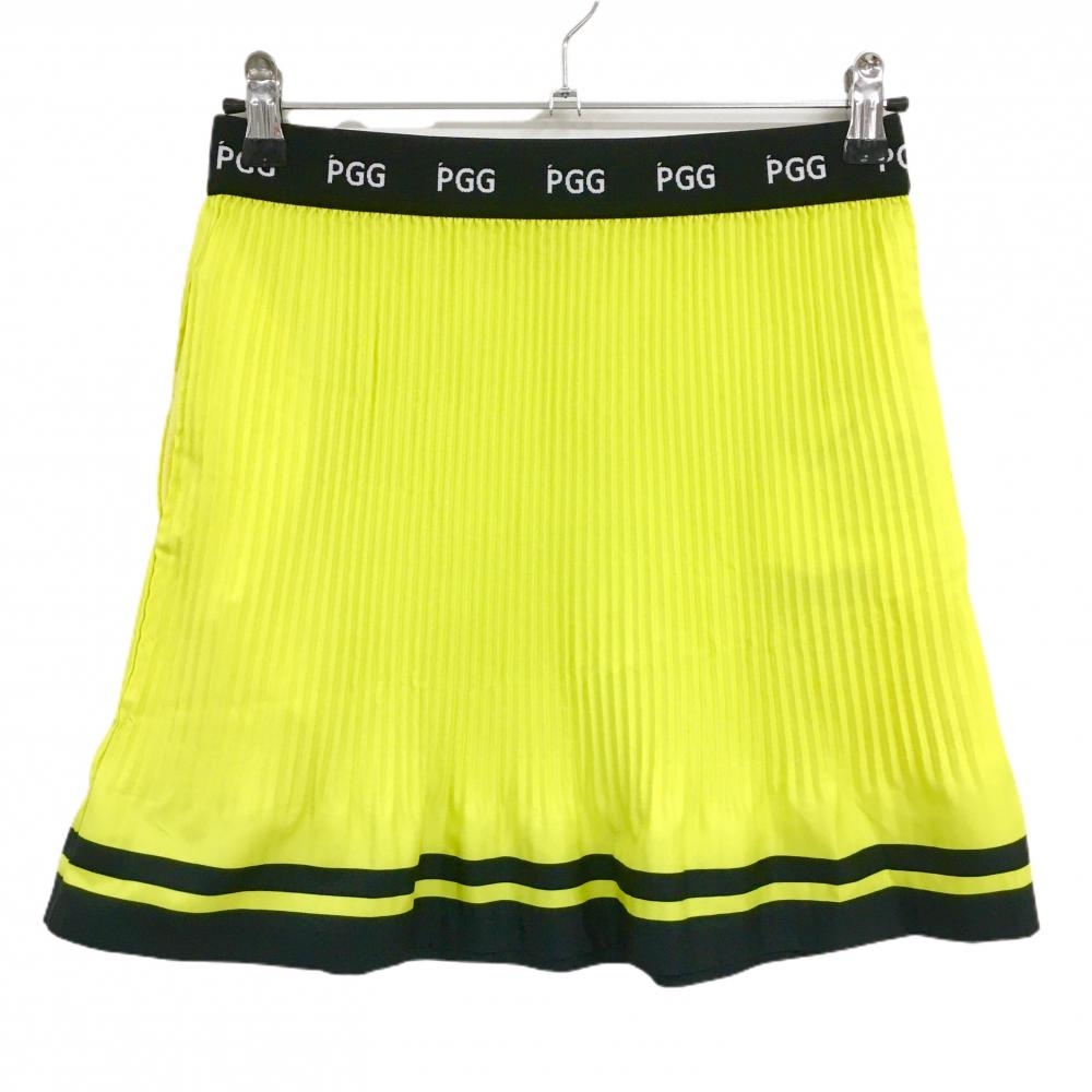 【新品】PGGパーリーゲイツ スカート イエロー×黒 ウエストゴムロゴ レディース 1(M) ゴルフウェア PEARLY GATES
