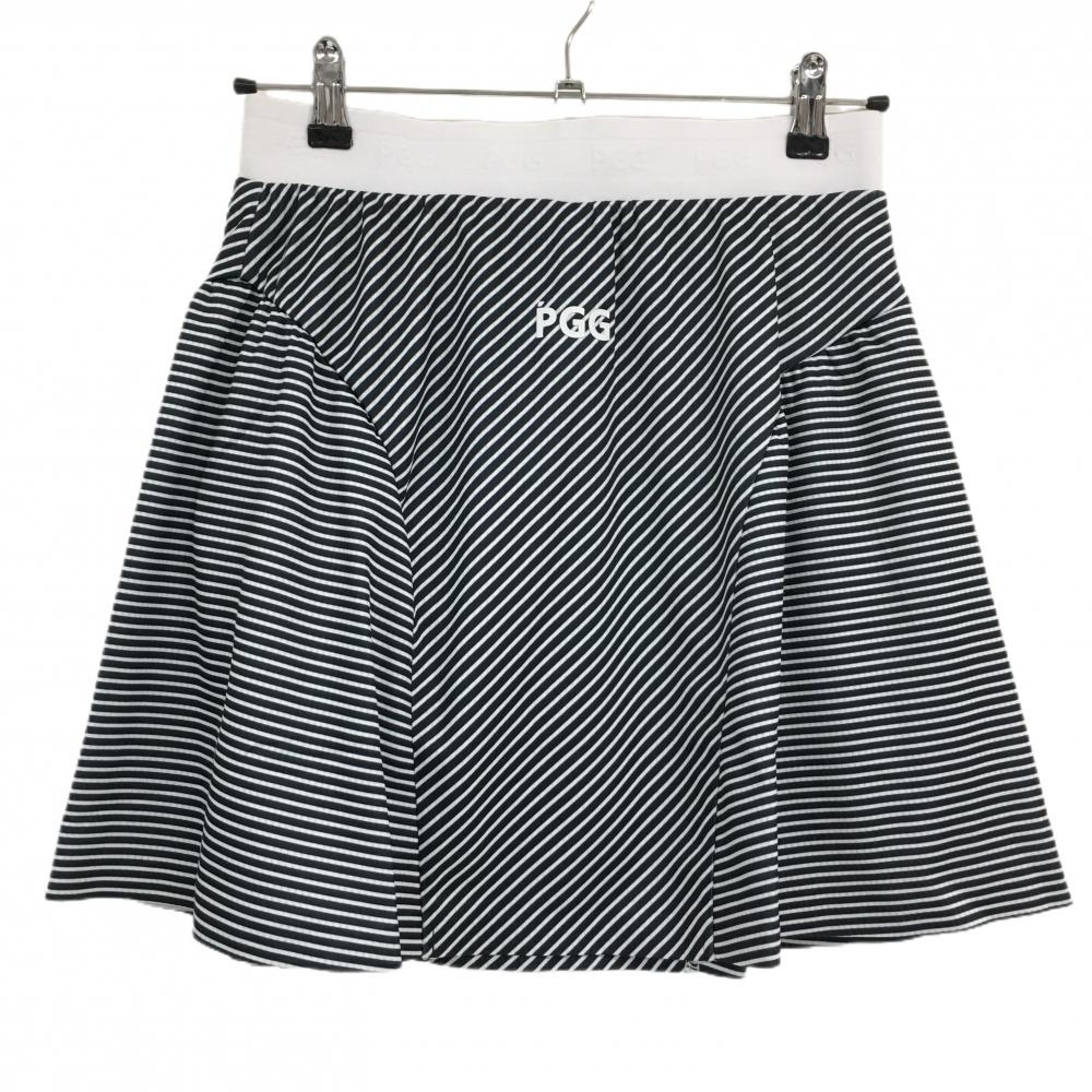 【新品】PGGパーリーゲイツ スカート ダークネイビー×白 斜めボーダー レディース 0(S) ゴルフウェア PEARLY GATES