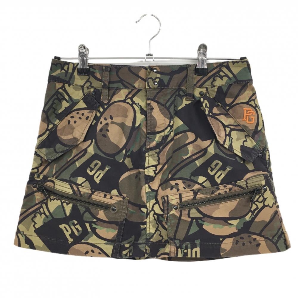 パーリーゲイツ カーゴスカート ブラウン×カーキ ハンバーガー柄 レディース 0(S) ゴルフウェア PEARLY GATES