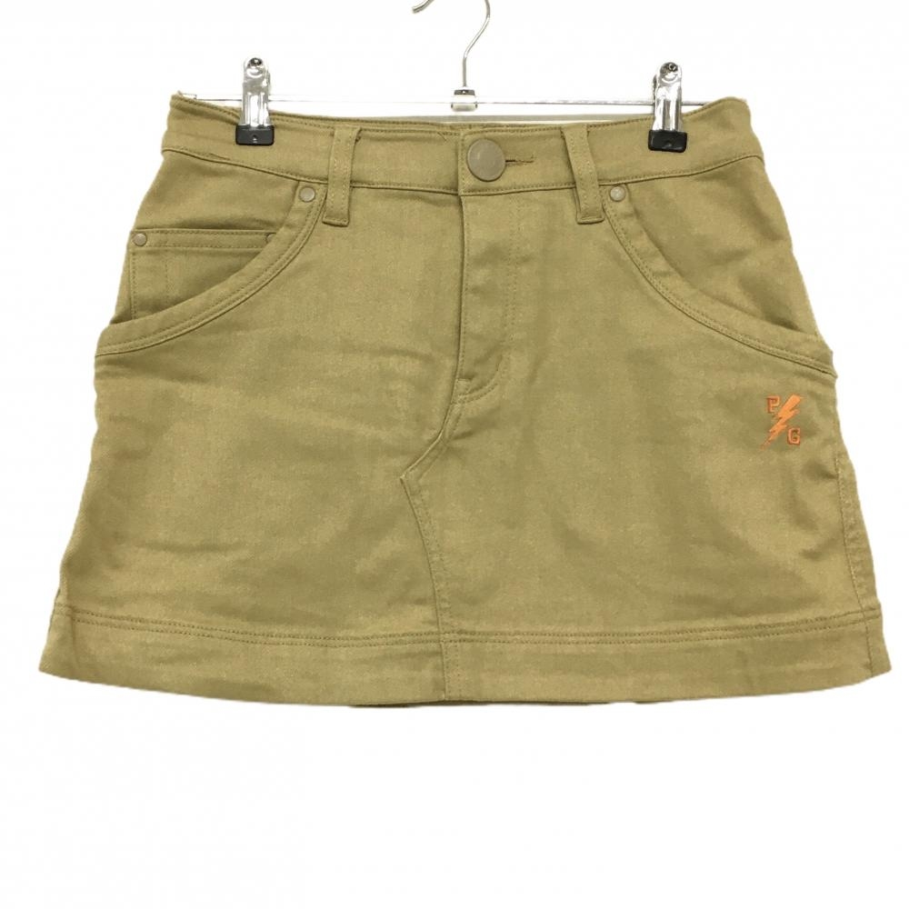 【超美品】パーリーゲイツ スカート ベージュ ストレッチ ロゴ レディース 0(S) ゴルフウェア PEARLY GATES