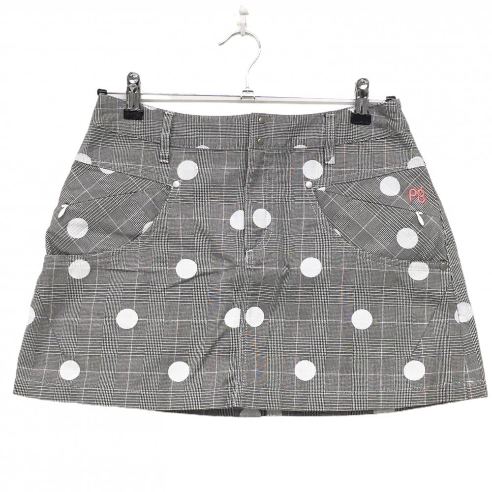 【美品】パーリーゲイツ スカート 白×黒 グレンチェック ドット ストレッチ レディース 1(M) ゴルフウェア PEARLY GATES