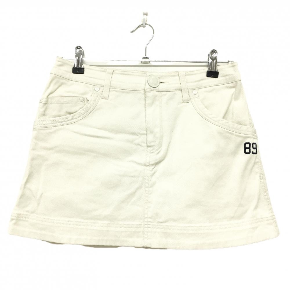 【美品】パーリーゲイツ スカート 白×ネイビー ロゴプリント  レディース 1(M) ゴルフウェア PEARLY GATES